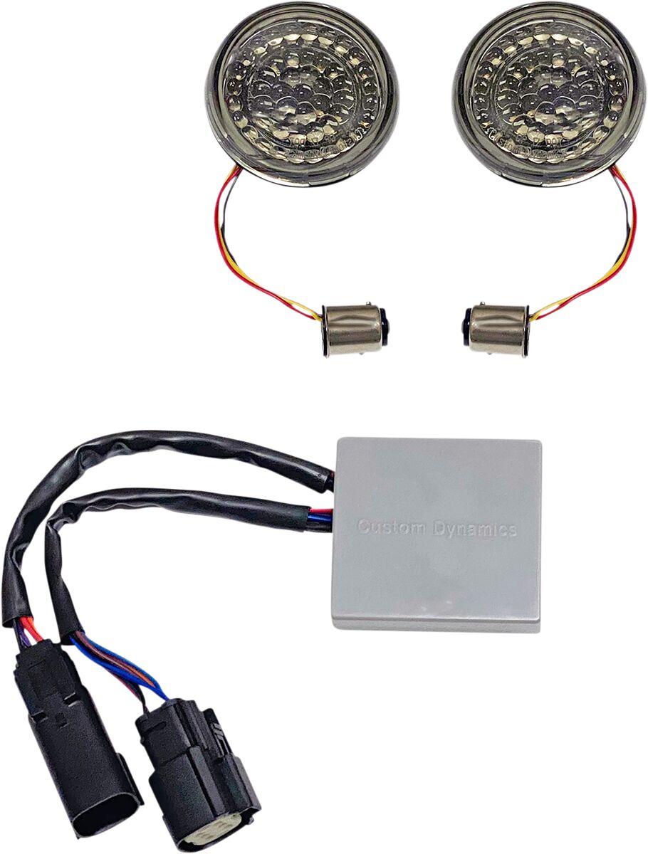 Custom Dynamics Smart LED 1157 Bullet Turn Signals with Controller For Harley Davidson FLHRXS 1750 2017-2018 Rear Smoke