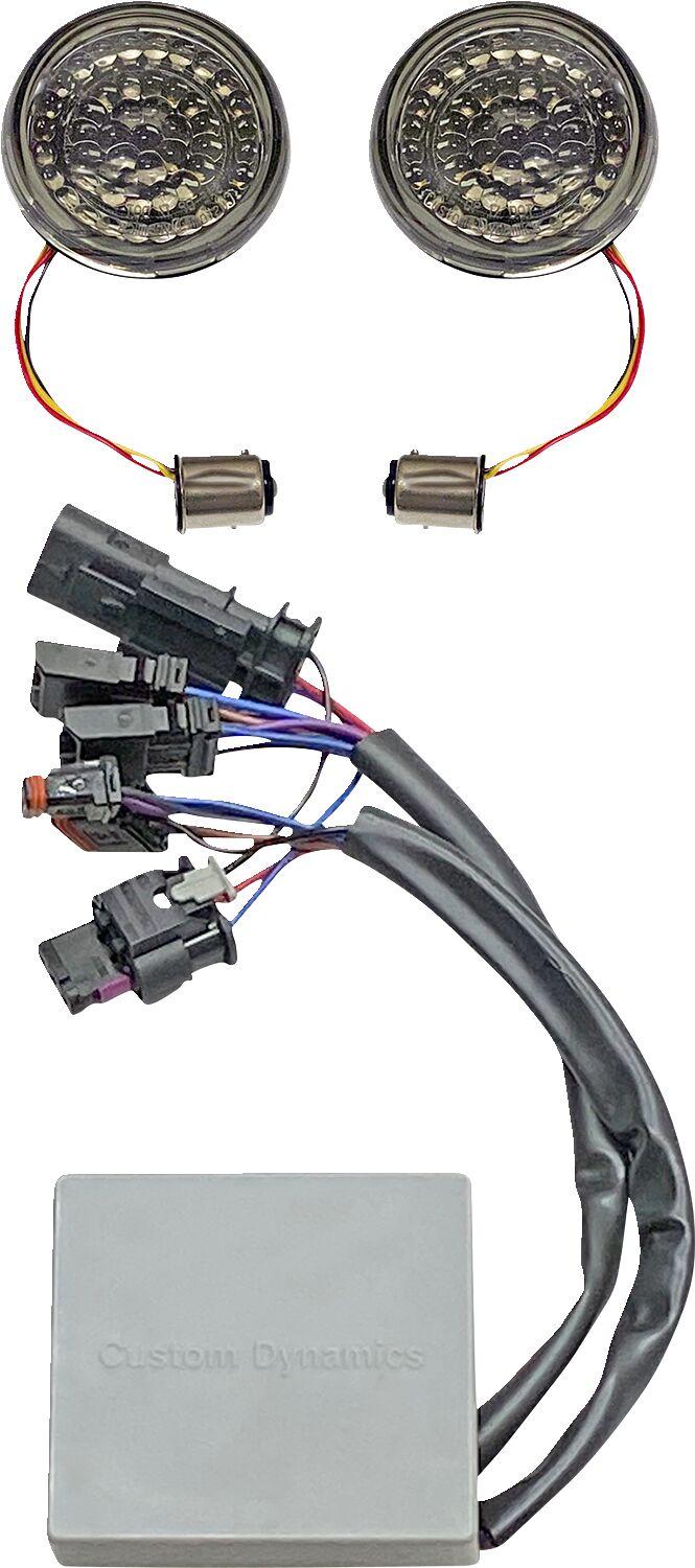 Custom Dynamics Smart LED 1157 Bullet Turn Signals with Controller For Harley Davidson FLFBS 1868 2018-2024 Rear Smoke