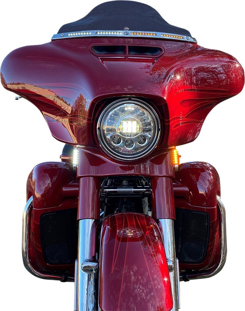 Custom Dynamics ProBeam Dynamic Strips V2 Front Turn Signals For Harley Davidson FLH 1868 2021 Chrome Smoke