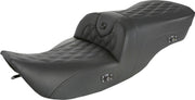 Saddlemen Heated Roadsofa Lattice Stitched Seat For Harley Davidson FLHR 1340 1997-1998 77.5 cm Long - Black