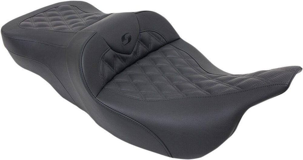 Saddlemen Heated Roadsofa Lattice Stitched Seat For Harley Davidson FLHR 1340 1997-1998 44.5 cm Long - Black