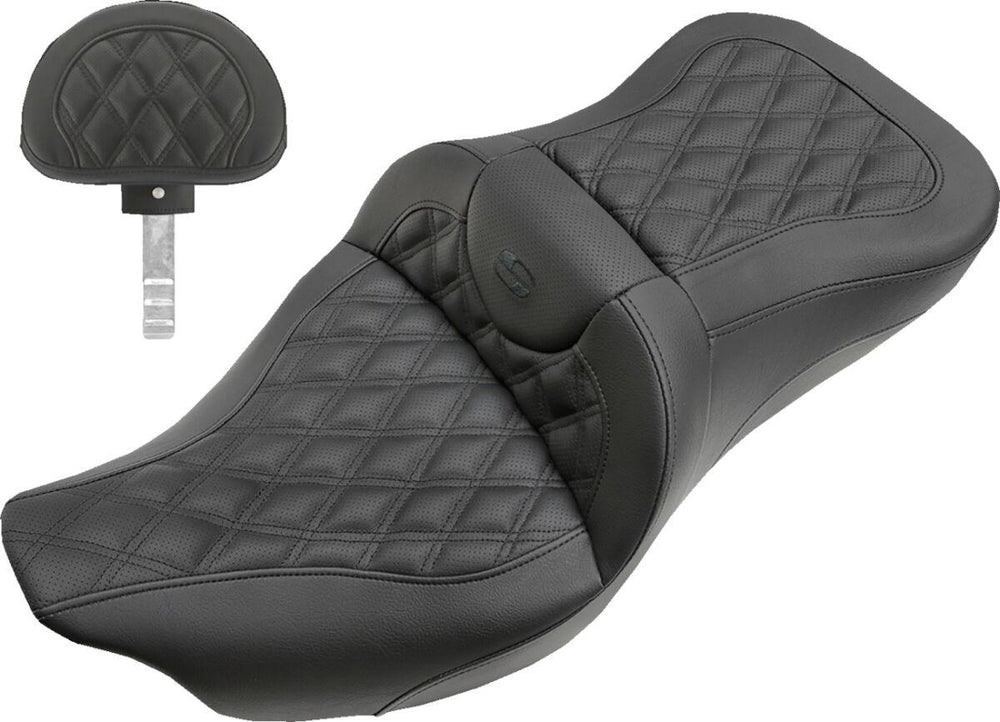 Saddlemen Extended Reach RoadSofa Lattice Stitched Seat For Harley Davidson FLHR 1584 2007-2008 - Black