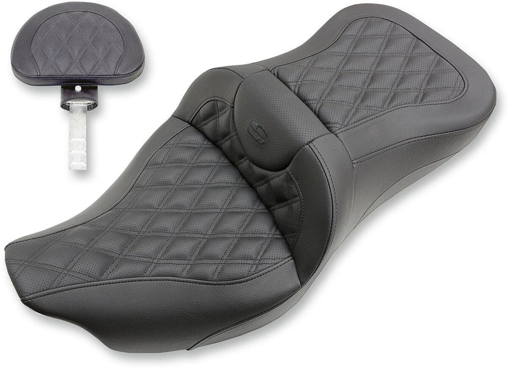 Saddlemen Extended Reach RoadSofa Lattice Stitched Seat For Harley Davidson FLHR 1584 2007-2008 - Black