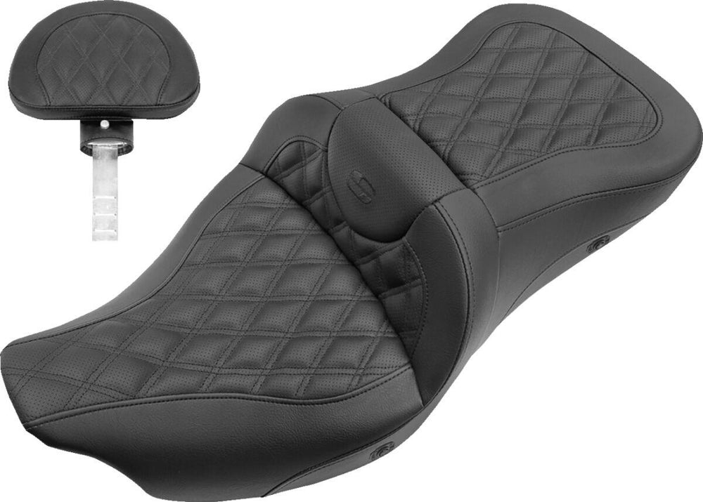 Saddlemen Heated Roadsofa Lattice Stitched Seat For Harley Davidson FLHR 1584 2008 - Black
