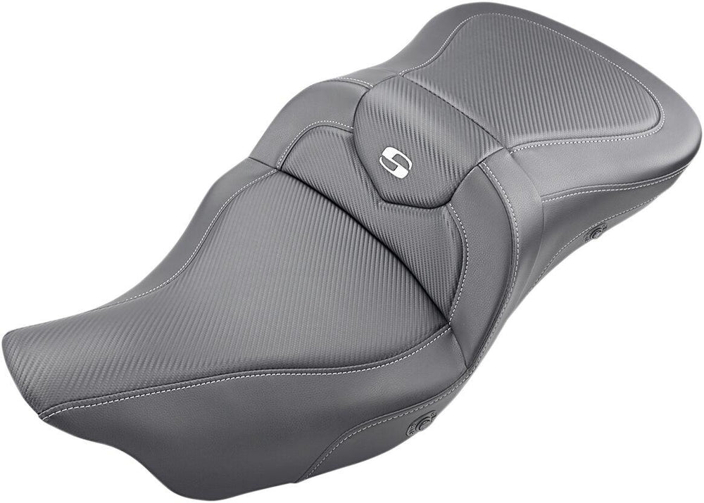 Saddlemen Extended Reach RoadSofa Seat For Harley Davidson FLHR 1584 2008 - Black Silver