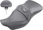 Saddlemen Extended Reach RoadSofa Seat With Backrest For Harley Davidson FLHR 1584 2008 - Black Silver