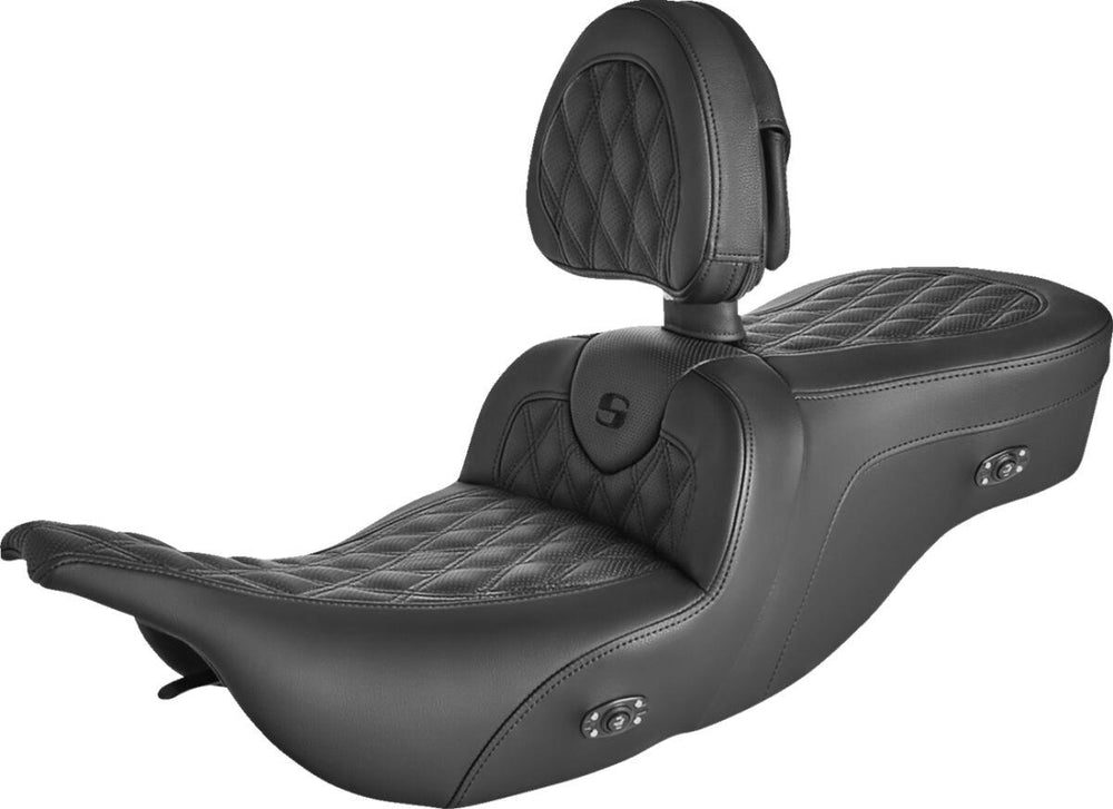 Saddlemen Heated Roadsofa Lattice Stitched Seat For Harley Davidson FLHT 1340 1997-1998 - Black
