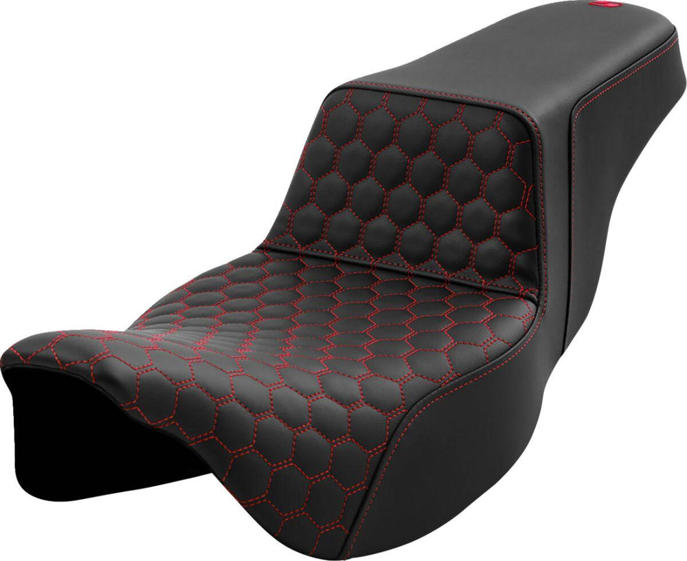 Saddlemen Honeycomb Step Up Extended Seat For Harley Davidson FLH 1868 2021 - Black Red