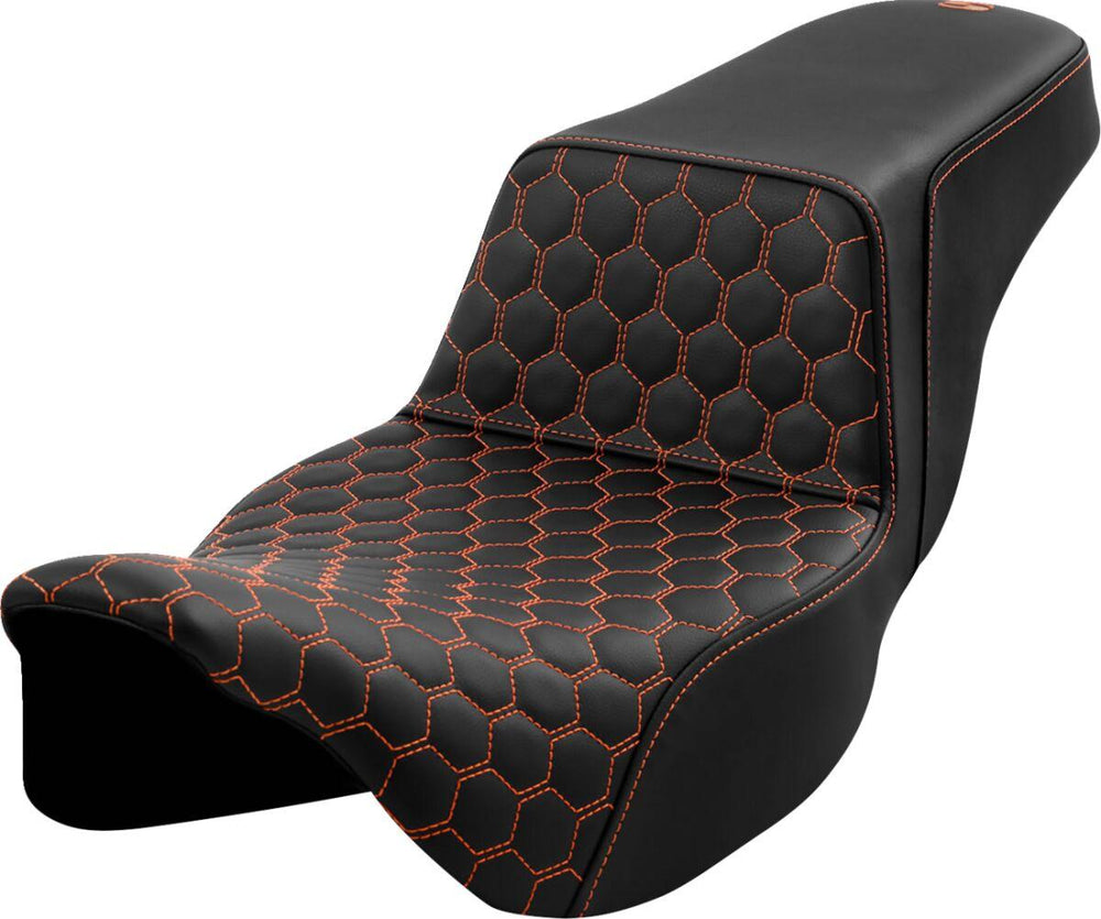 Saddlemen Honeycomb Step Up Extended Seat For Harley Davidson FLH 1868 2021 - Black Orange