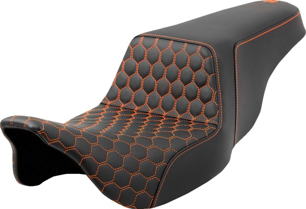 Saddlemen Honeycomb Step Up Seat For Harley Davidson FLH 1868 2021 - Black Orange
