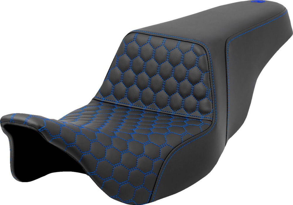 Saddlemen Honeycomb Step Up Seat For Harley Davidson FLH 1868 2021 - Black Blue