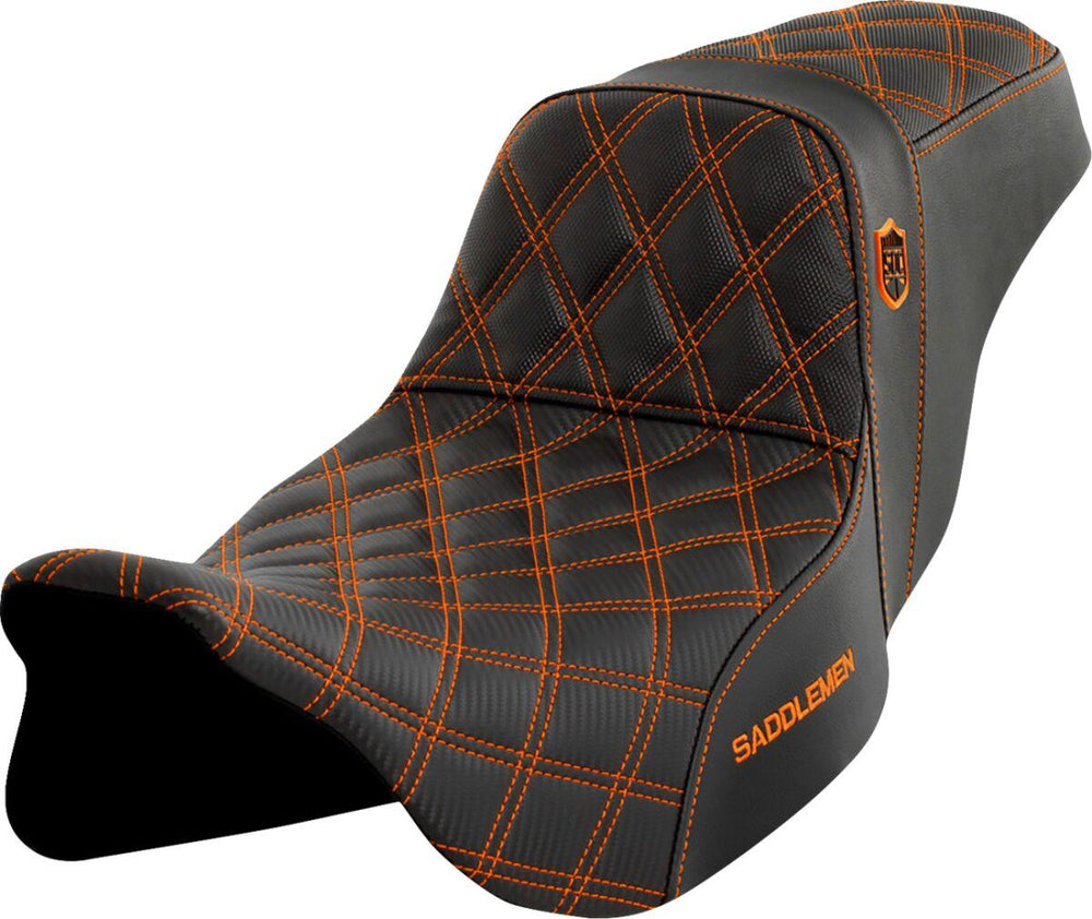 Saddlemen Pro Series SDC Performance Grip Carbon Seat For Harley Davidson FLHFB 1868 2023 - Black/Orange