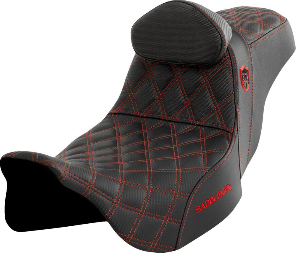 Saddlemen Pro Series SDC Performance Grip Carbon Fiber Seat For Harley Davidson FLH 1868 2021 - Black Red