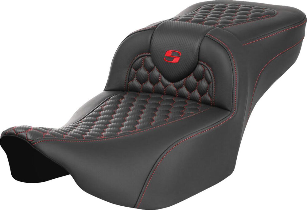 Saddlemen Roadsofa Extended Reach Honeycomb Seat For Harley Davidson FLHX 1923 2024 - Black Red