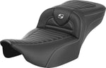 Saddlemen Roadsofa Extended Reach Carbon Fiber Tuck-n-Roll Seat For Harley Davidson FLHX 1923 2024 - Black