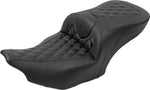 Saddlemen Roadsofa Lattice Stitch Seat With Backrest For Harley Davidson FLHX 1923 2024 - Black