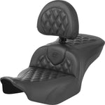 Saddlemen Roadsofa Lattice Stitch Seat With Backrest For Harley Davidson FLHX 1923 2024 - Black
