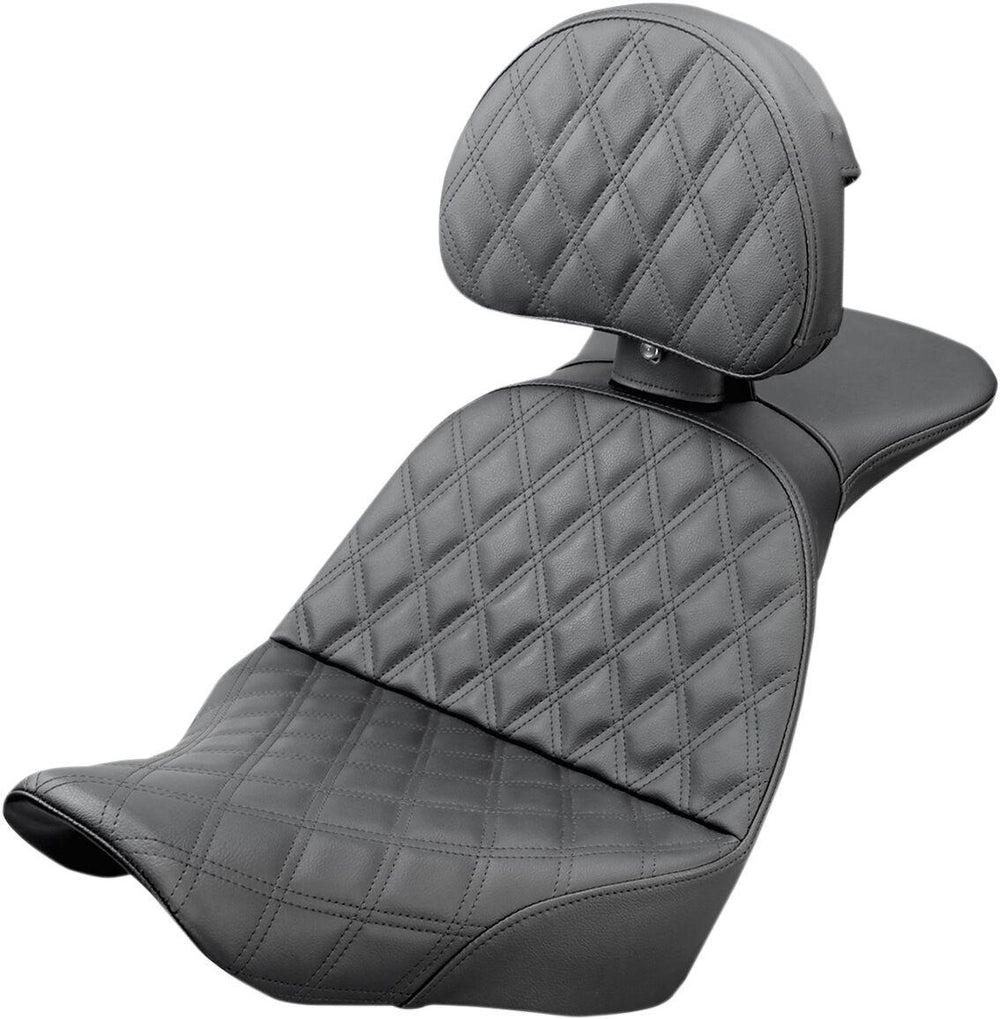 Saddlemen Explorer Lattice Stitch Seat With Backrest For Harley Davidson FLSB 1750 2018-2024 - Black