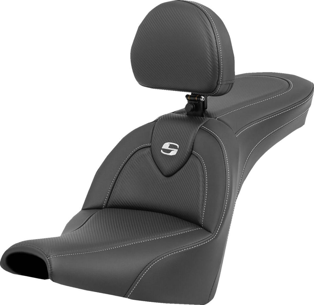 Saddlemen Roadsofa Carbon Fibre Seat With Backrest For Harley Davidson FXBB 1750 2018-2020 - Black