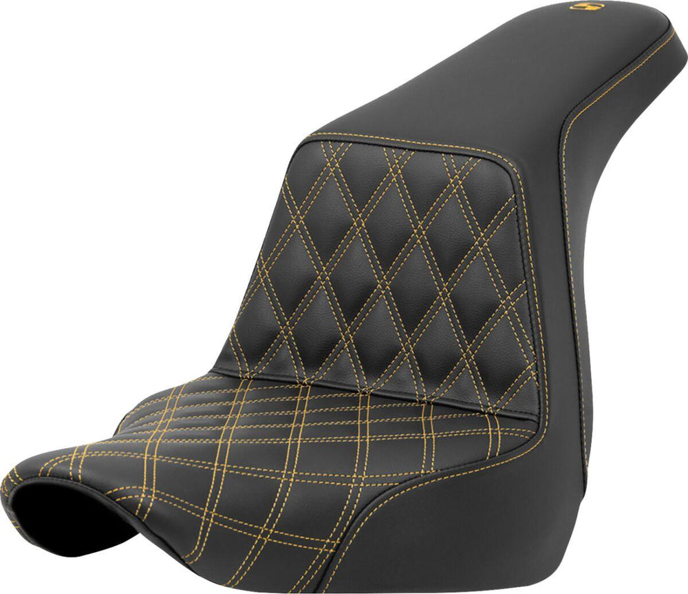 Saddlemen Lattice Stitch Step Up Seat For Harley Davidson FLSB 1750 2018-2024 - Black Gold