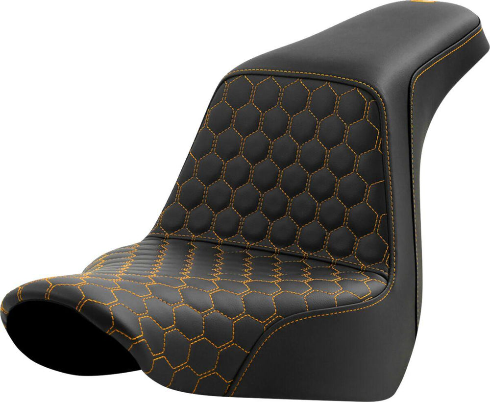 Saddlemen Honeycomb Step Up Seat For Harley Davidson FLSB 1750 2018-2024 - Black Gold