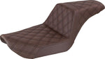 Saddlemen Step Up Seat For Harley Davidson FXD 1340 1996-1998 Full Lattice Stitch - Brown