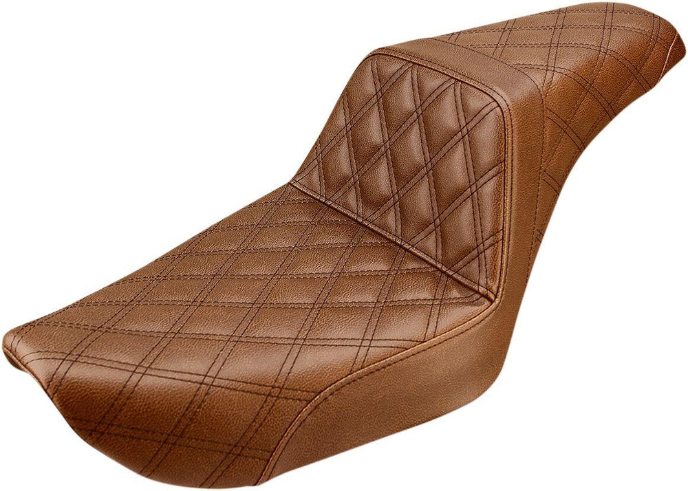 Saddlemen Step Up Seat For Harley Davidson FXD 1340 1996-1998 Full Lattice Stitch - Brown