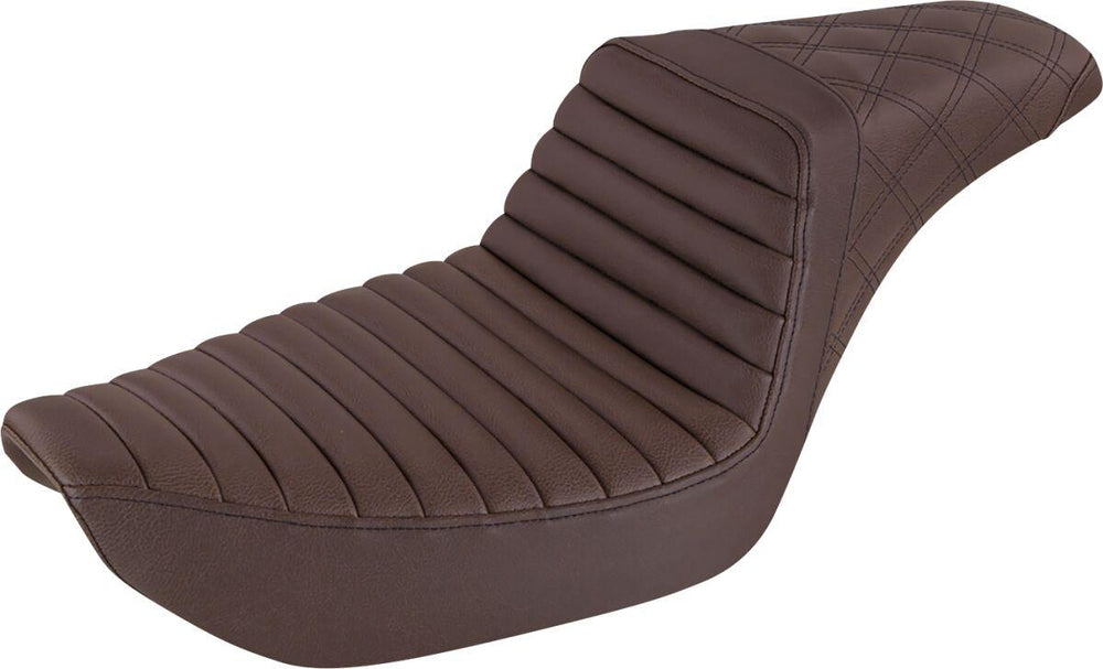 Saddlemen Step Up Seat For Harley Davidson FXD 1340 1996-1998 Rear Lattice Stitch Front Tuck-n-Roll - Brown