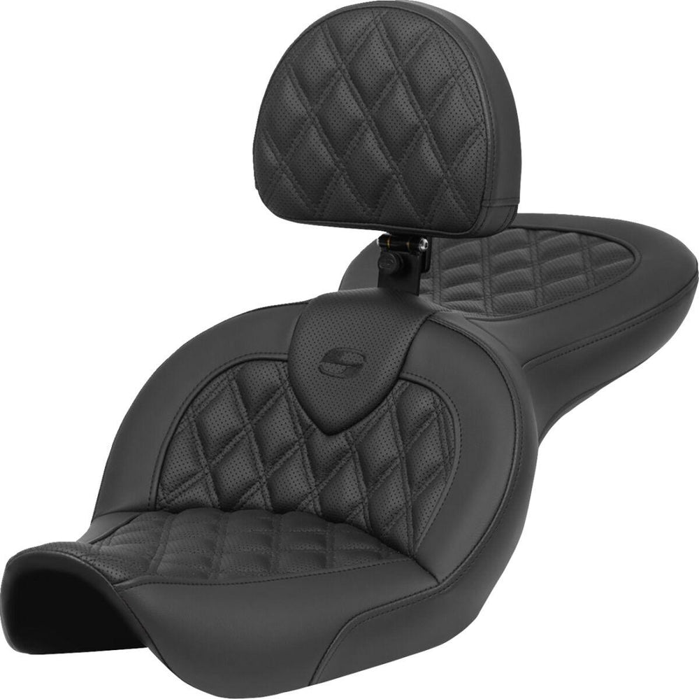 Saddlemen RoadSofa Standard Reach Seat For Harley Davidson FXDWG1340 1996-1998 Lattice Stitched - Black
