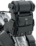 Saddlemen EX2200 Sissy Bar Bag with Roll Bag For Harley Davidson FLD 1690 2012 - Black Chrome