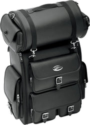 Saddlemen EX2200 Sissy Bar Bag with Roll Bag For Harley Davidson FLD 1690 2012 - Black Chrome