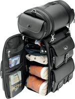 Saddlemen EX2200 Sissy Bar Bag with Roll Bag For Harley Davidson FLD 1690 2012 - Black Chrome