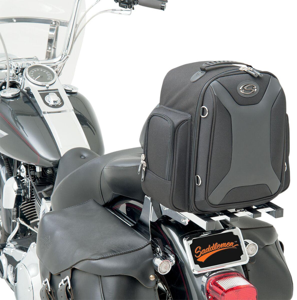 Saddlemen FTB1500 Sport Sissy Bar Rear Bag - Black/Chrome/Grey
