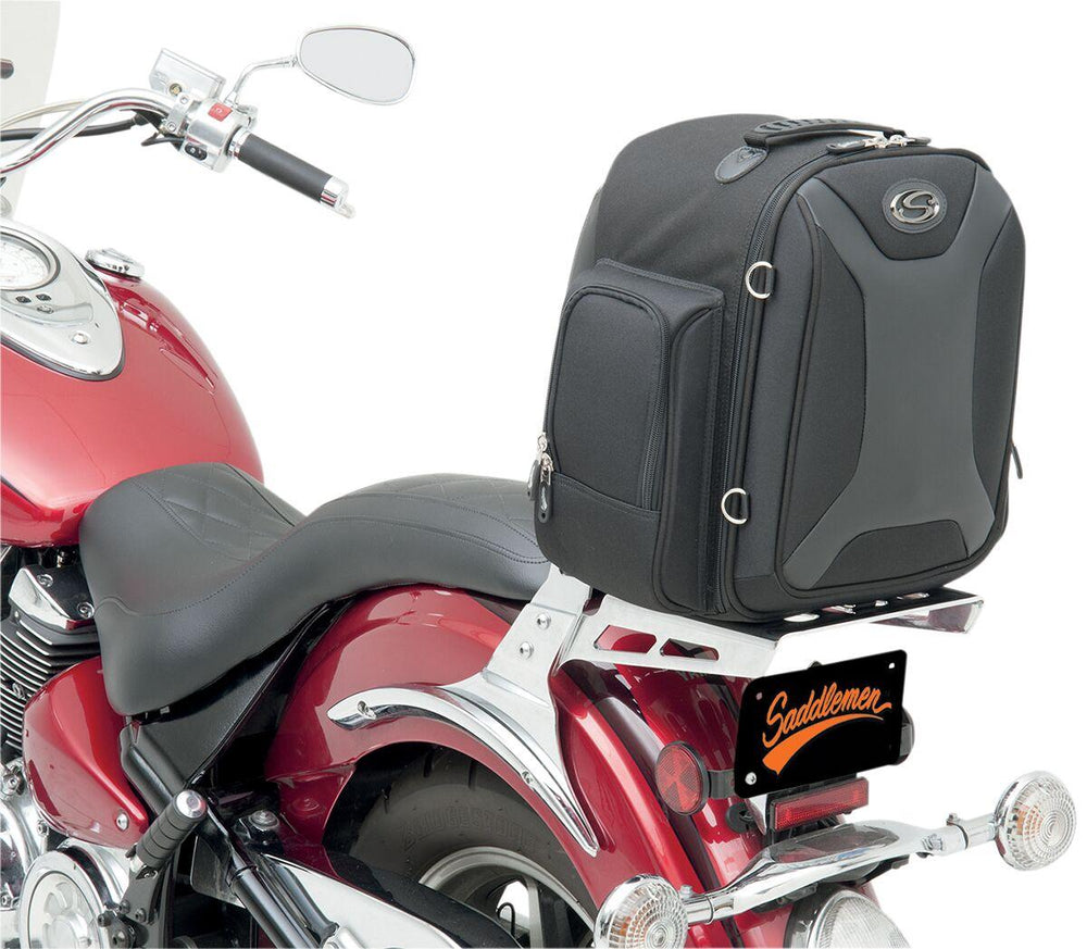 Saddlemen FTB1500 Sport Sissy Bar Rear Bag - Black/Chrome/Grey