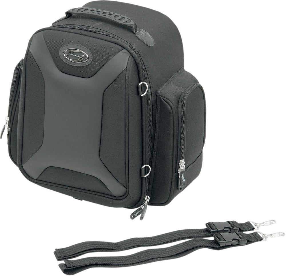 Saddlemen FTB1500 Sport Sissy Bar Rear Bag - Black/Chrome/Grey