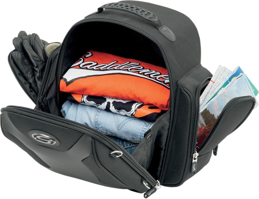 Saddlemen FTB1500 Sport Sissy Bar Rear Bag - Black/Chrome/Grey