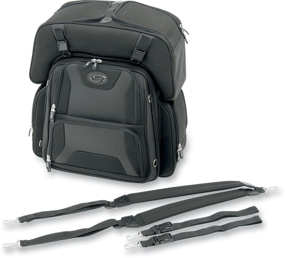 Saddlemen FTB3600 Sport Sissy Bar Rear Combo Bag - Black/Chrome