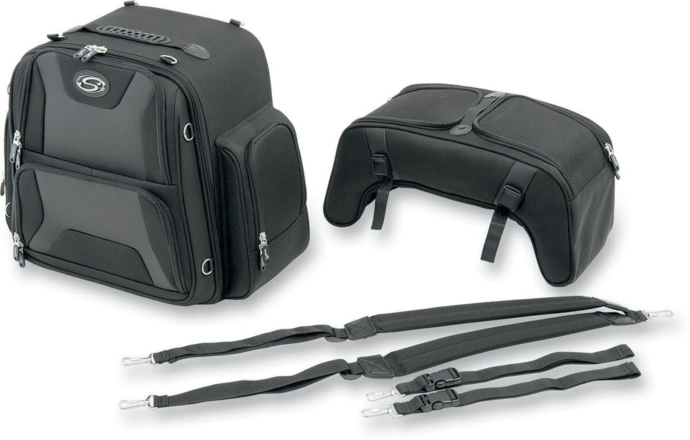 Saddlemen FTB3600 Sport Sissy Bar Rear Combo Bag - Black/Chrome
