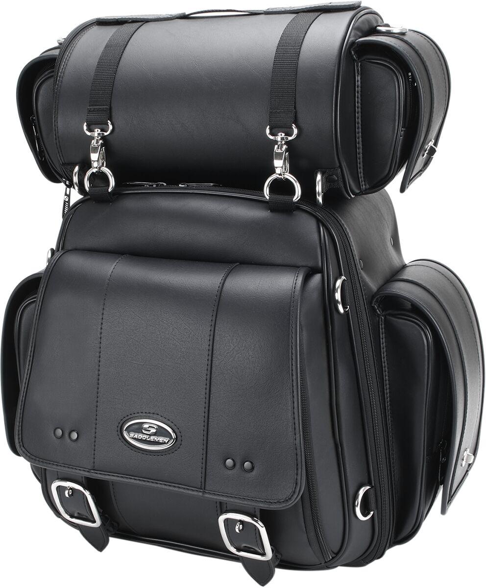 Saddlemen Sissy Bar Rear Bag With Roll Bag - Black/59L