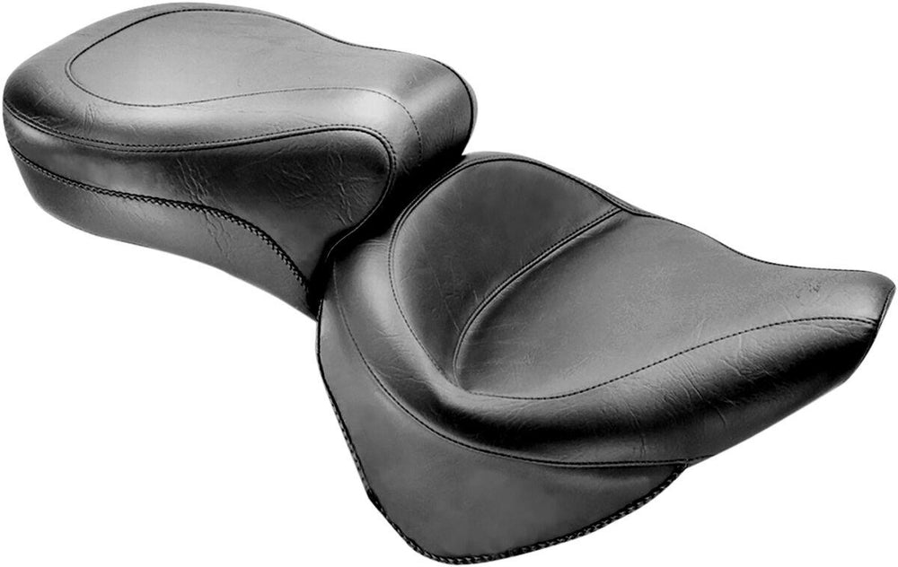 Mustang Vintage Style Black Stitching Seat For Harley Davidson FLST 1340 1987-1990 - Black