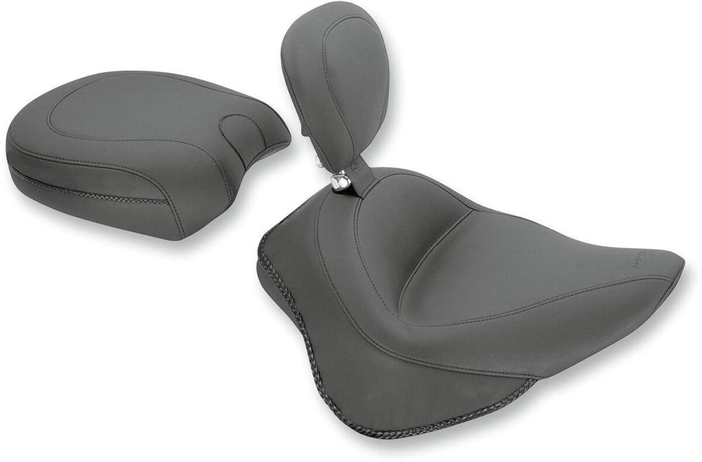 Mustang Wide Solo Seat with Removable Backrest For Harley Davidson FLS 1690 2012-2016 - Black