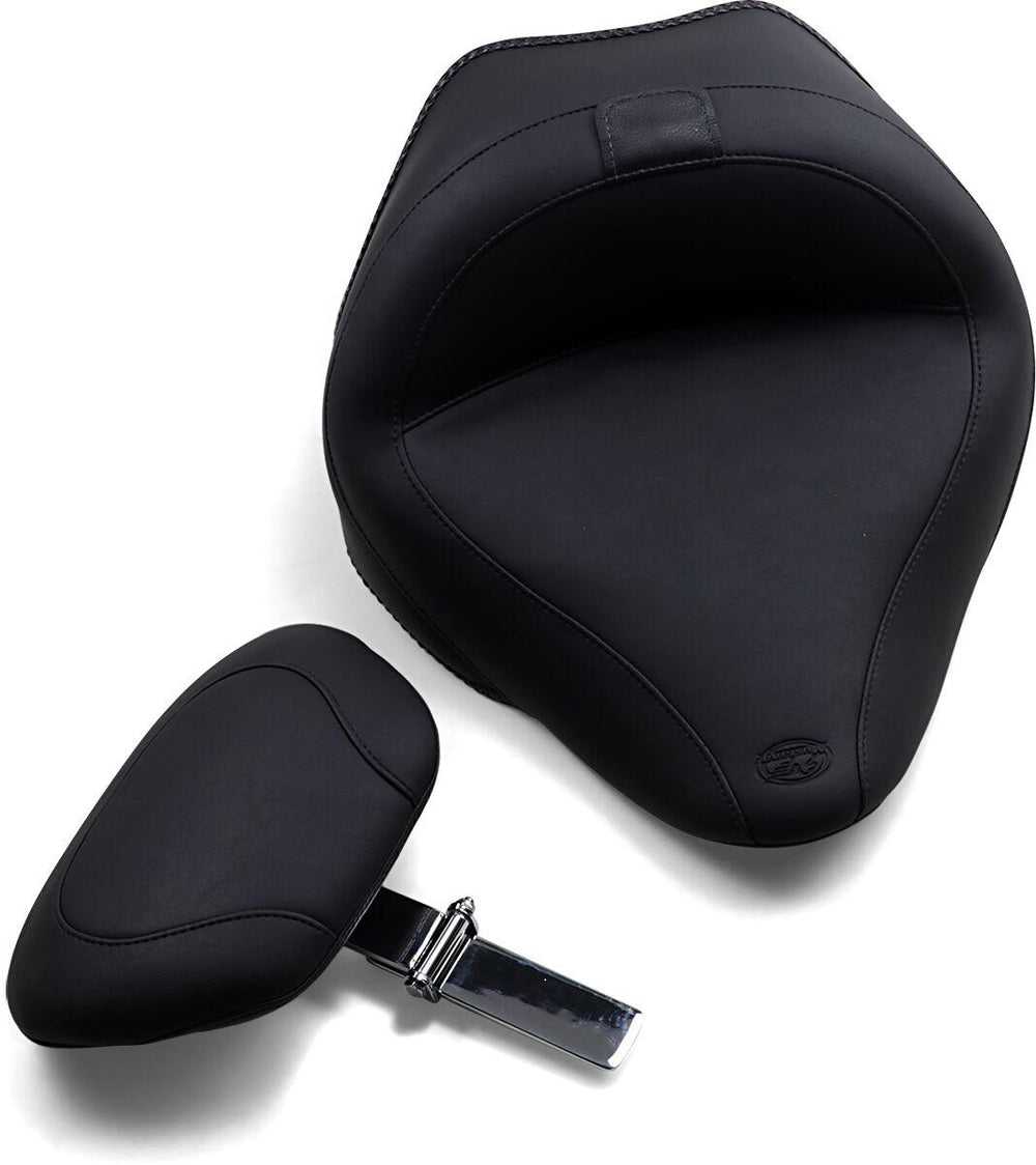 Mustang Wide Solo Seat with Removable Backrest For Harley Davidson FLS 1690 2012-2016 - Black