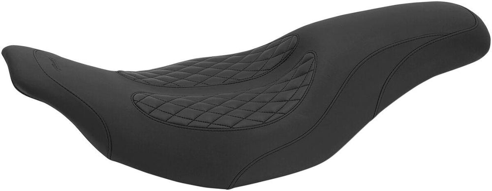 Mustang Dave Perewitz Signature Series Fastback 2 Up Seat For Harley Davidson FLHT 1340 1997-1998 - Black