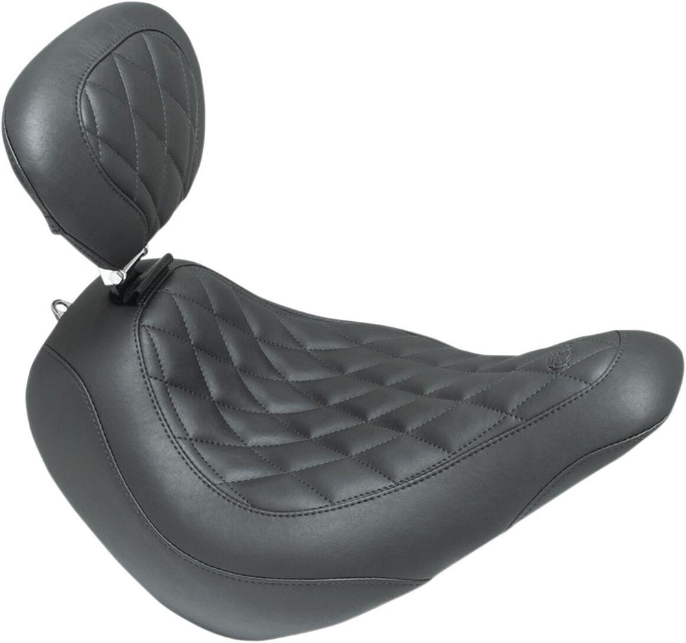 Mustang Wide Tripper Diamond Seat With Backrest For Harley Davidson FLSB 1750 2018-2021 - Black