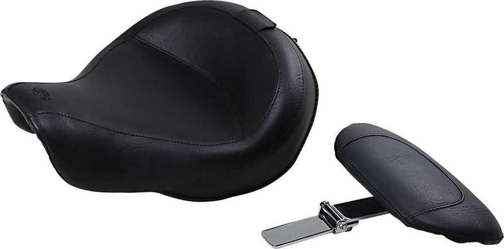 Mustang Wide Solo Seat with Removable Backrest For Harley Davidson FLD 1690 2014-2016 - Black