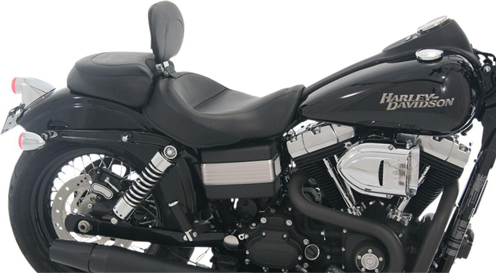 Mustang Wide Solo Seat with Removable Backrest For Harley Davidson FLD 1690 2014-2016 - Black