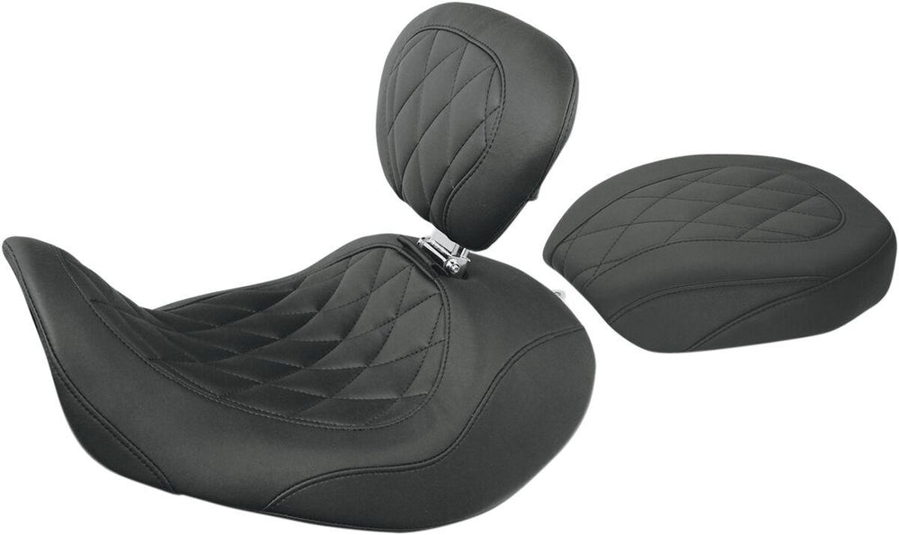 Mustang Wide Tripper Forward Solo and Rear Seat For Harley Davidson FLD 1690 2014-2016 - Black