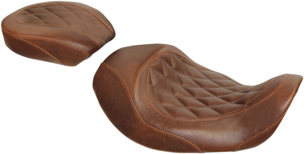 Mustang Wide Tripper Forward Solo and Rear Seat For Harley Davidson FLD 1690 2014-2016 - Brown