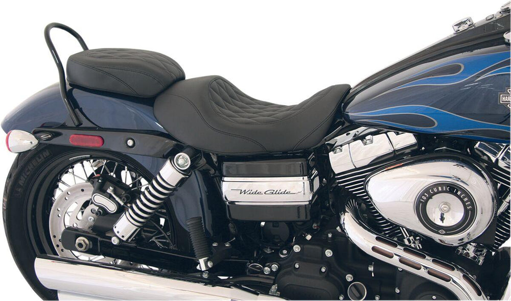 Mustang Wide Tripper Forward Solo and Rear Seat For Harley Davidson FLD 1690 2014-2016 - Black