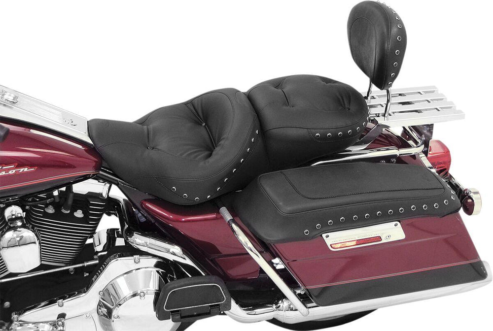 Mustang One Piece 2 Up Ultra Touring Seat For Harley Davidson FLHR 1340 1997-1998 Stitched - Black
